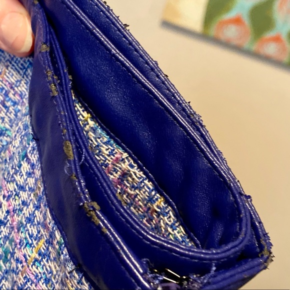 ☔️ ASTR the Label Blue 🌈 Multi Tweed Leather Trim Hi Low Skirt Sz Small - Picture 9 of 16